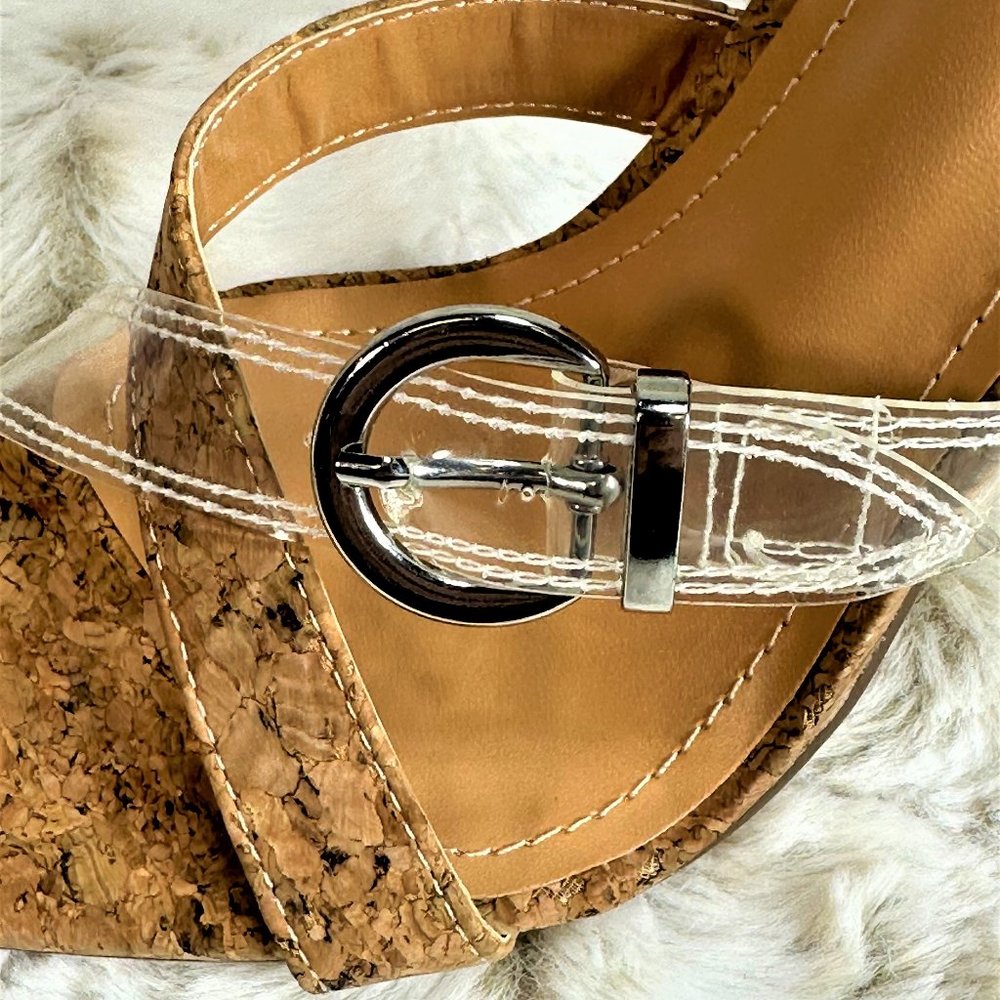 Cape Robbin Ferocios Pointy Toe Slip On 4.5" Heel Mule Slides Cork Wrap - Picture 5 of 8